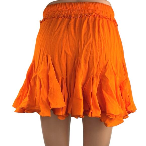 Gab & Kate Olivaceous Orange Elastic Waist Flowy Flare Mini A-Line Skirt Size S - Picture 3 of 5